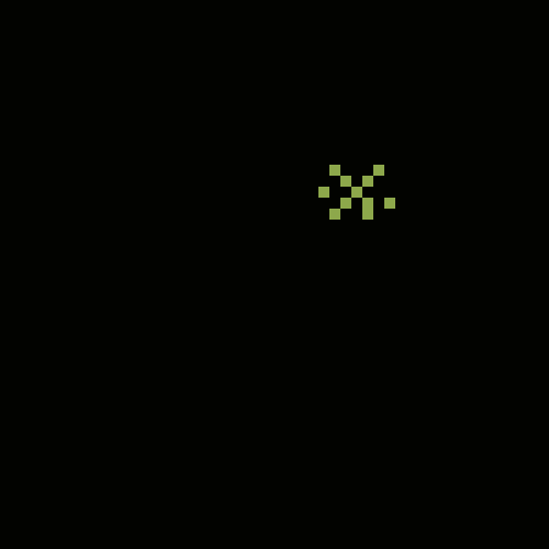 Looping gif of green pixelated explosion
